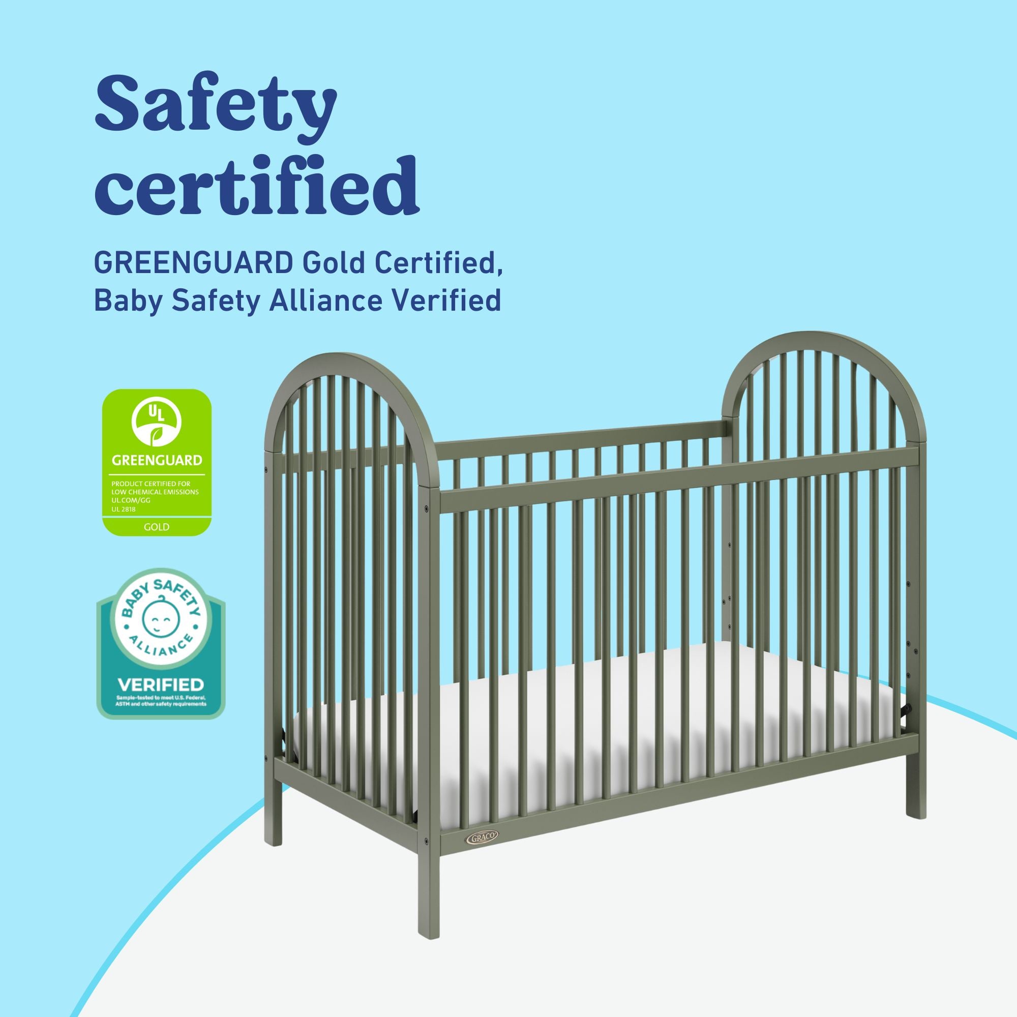 Olivia olive crib certifications callout