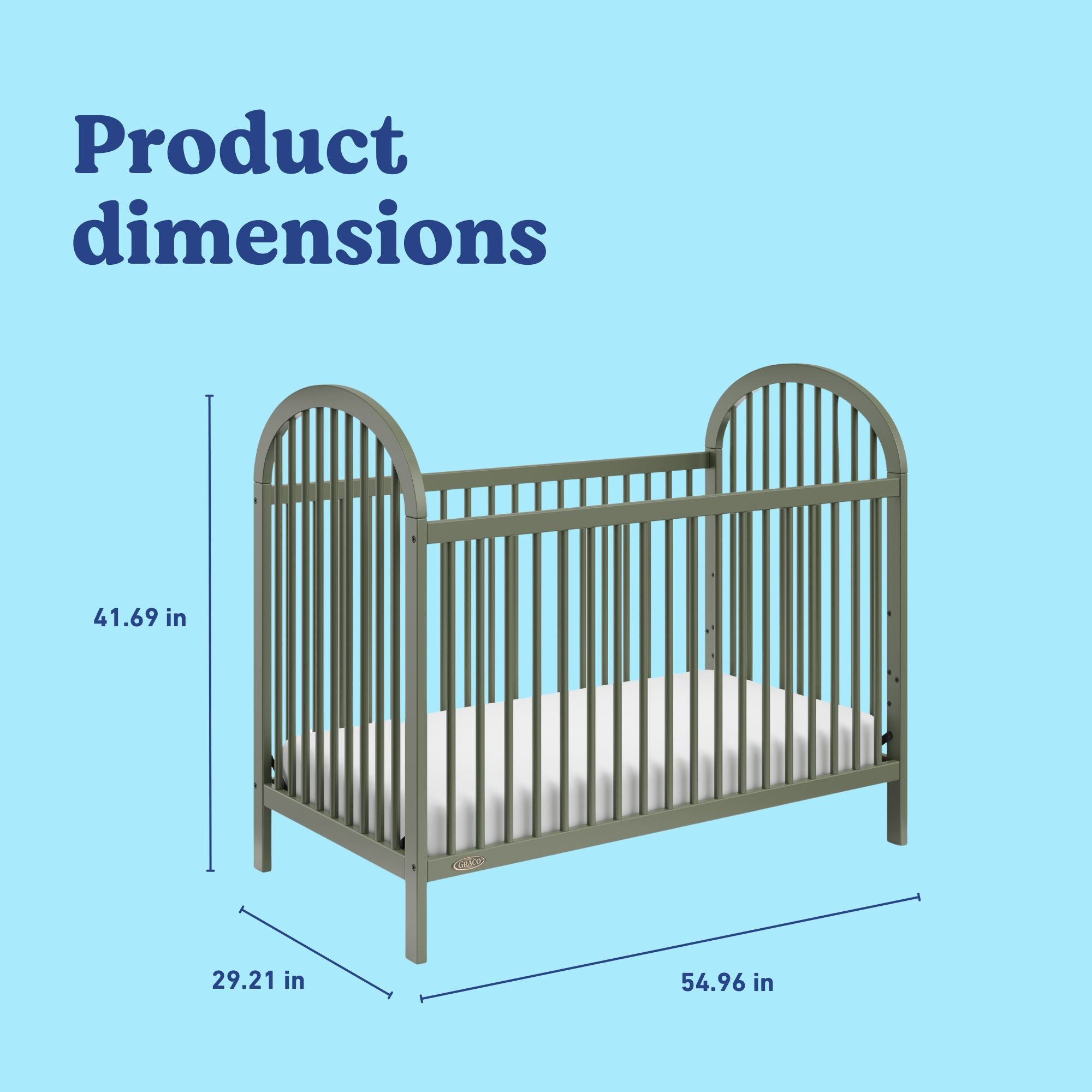 Olivia olive crib with dimensions