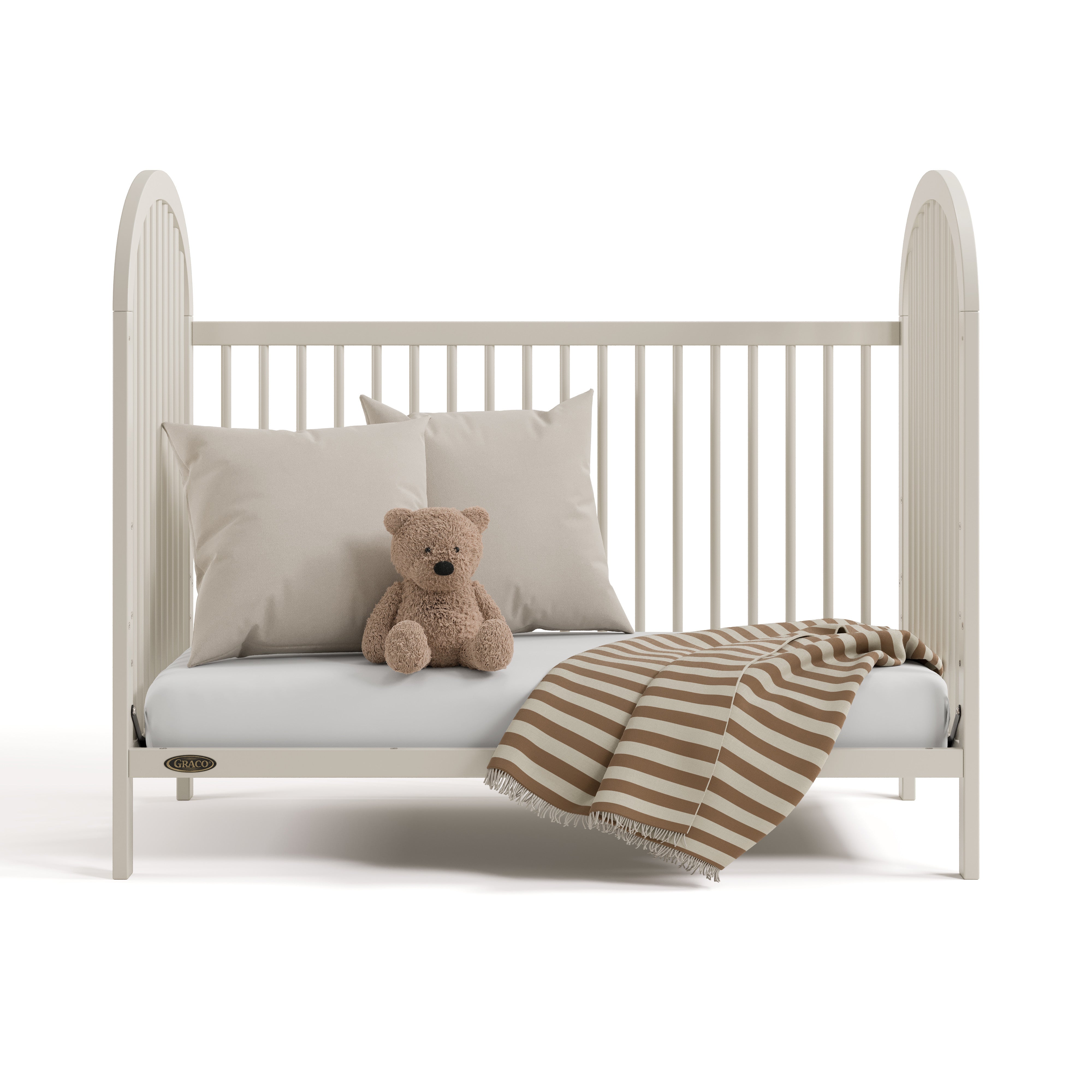 Olivia frosted oat crib converted to daybed