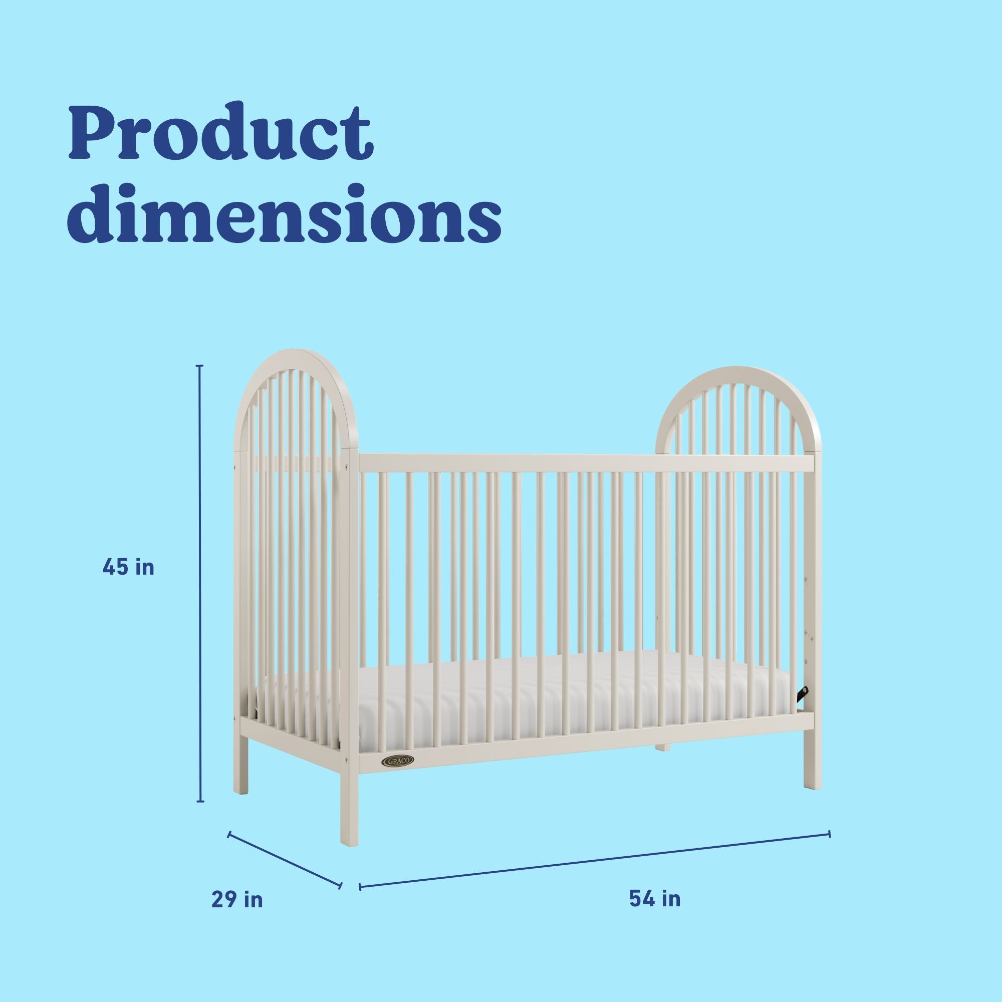 Olivia frosted oat crib with dimensions