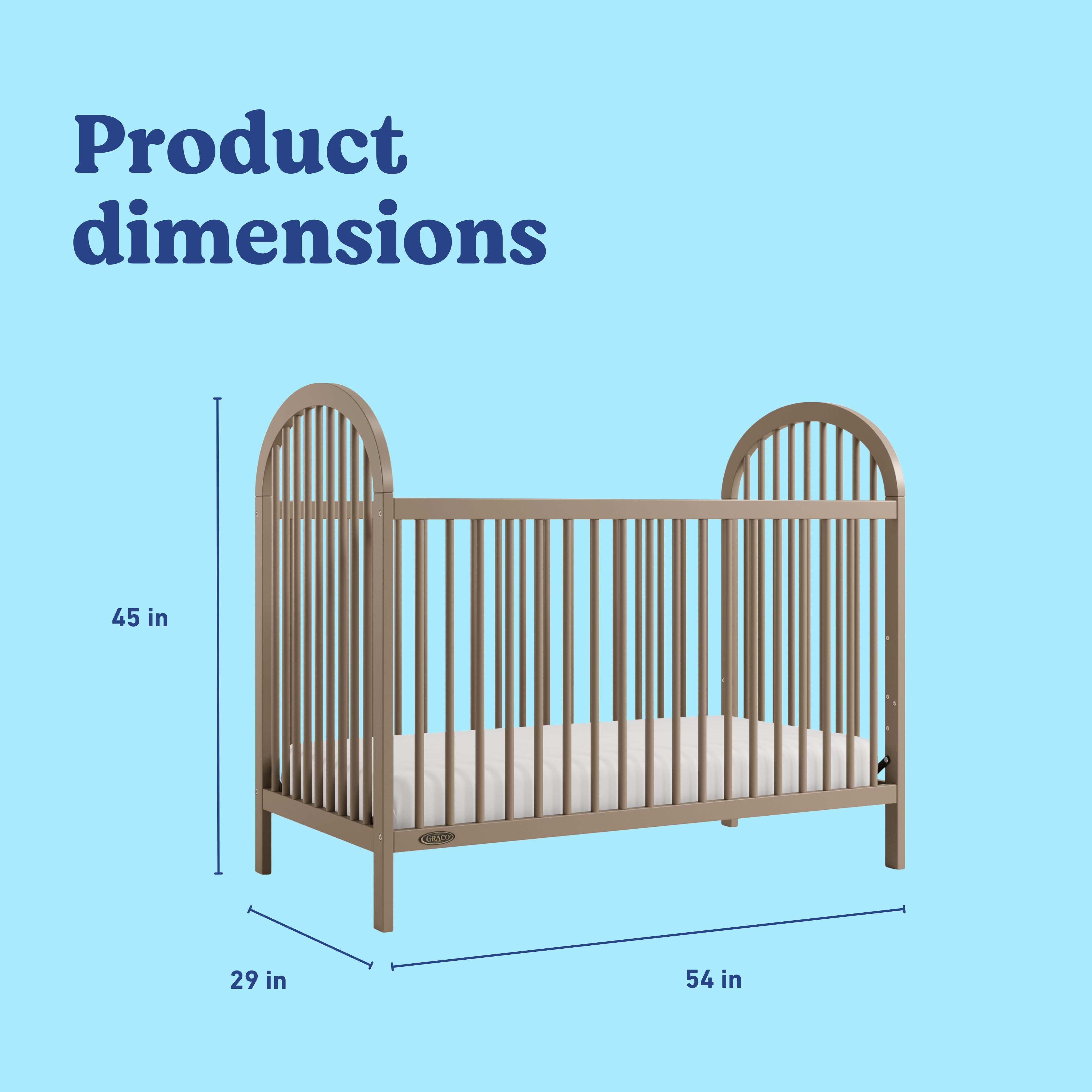 Olivia taupe crib with dimensions