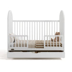 Olivia white crib with drawer converted to toddler bed