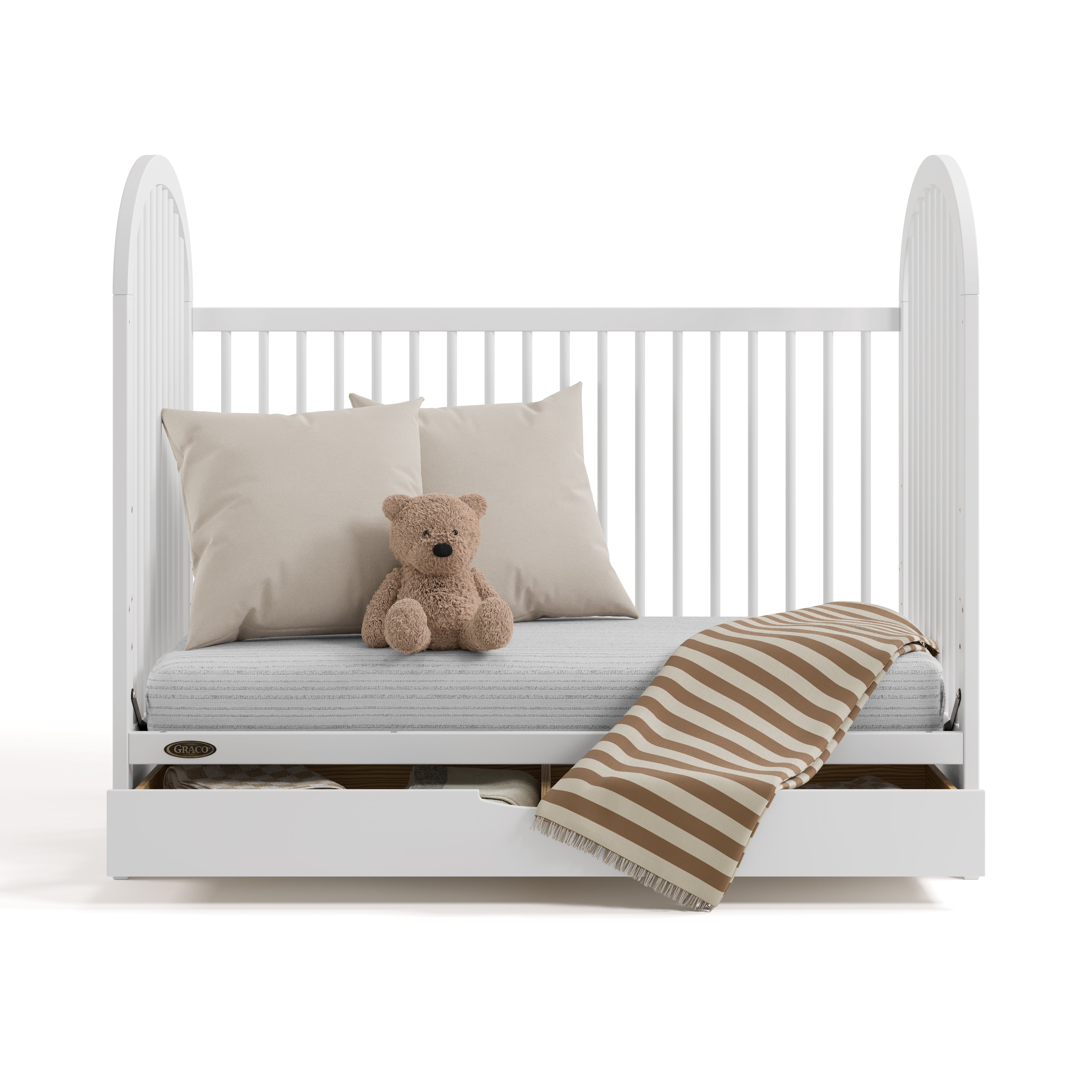 Olivia white crib with drawer converted to daybed