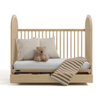 Olivia driftwood crib with drawer converted to daybed