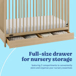 Olivia driftwood crib with drawer storage callout