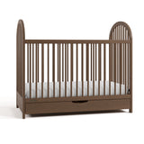 Olivia hazelnut crib with drawer angle view