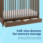 Olivia hazelnut crib with drawer storage callout