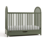 Olivia olive crib with drawer angle view