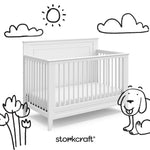 solstice white crib with black drawings overlaid on image