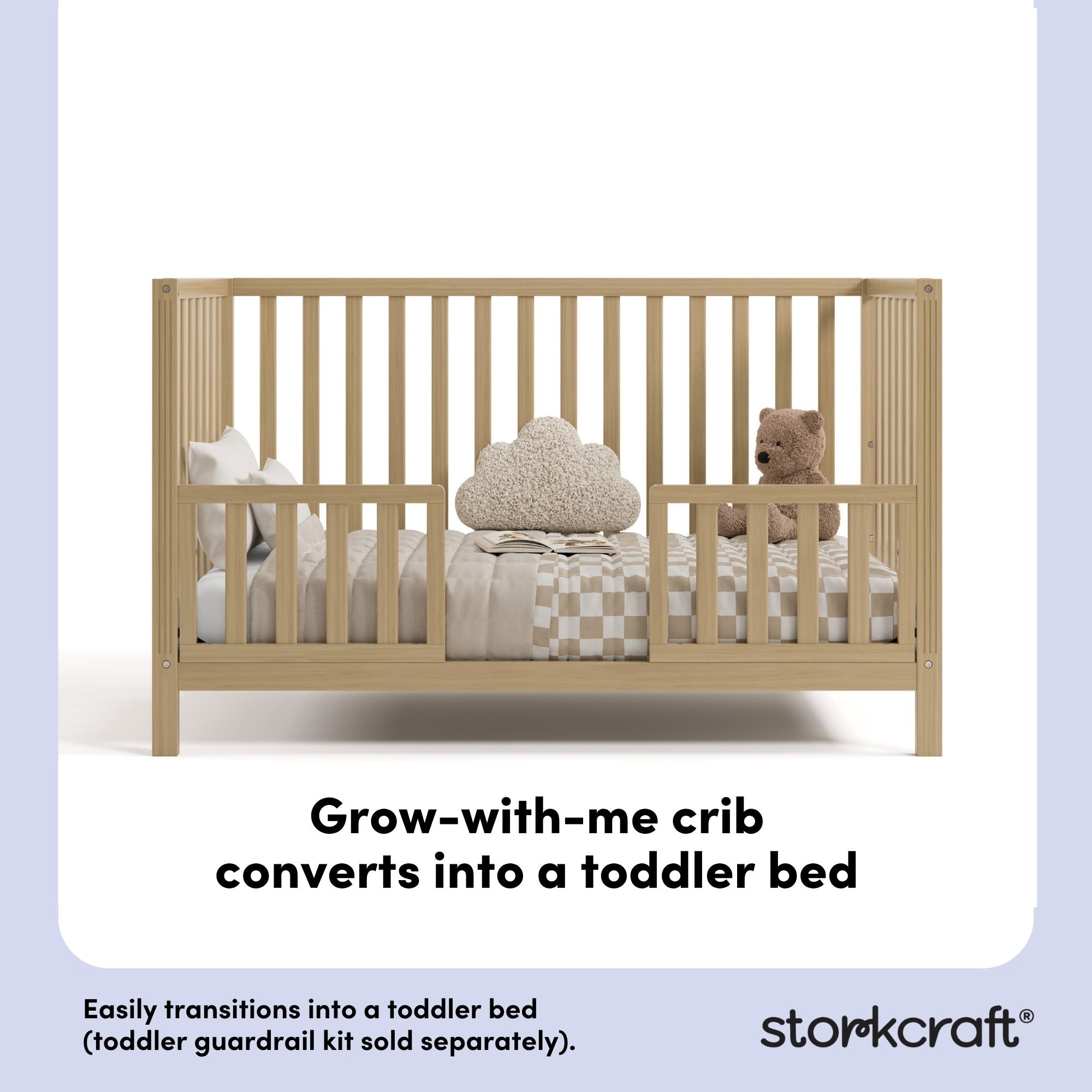 morningside driftwood crib toddler bed conversion callout