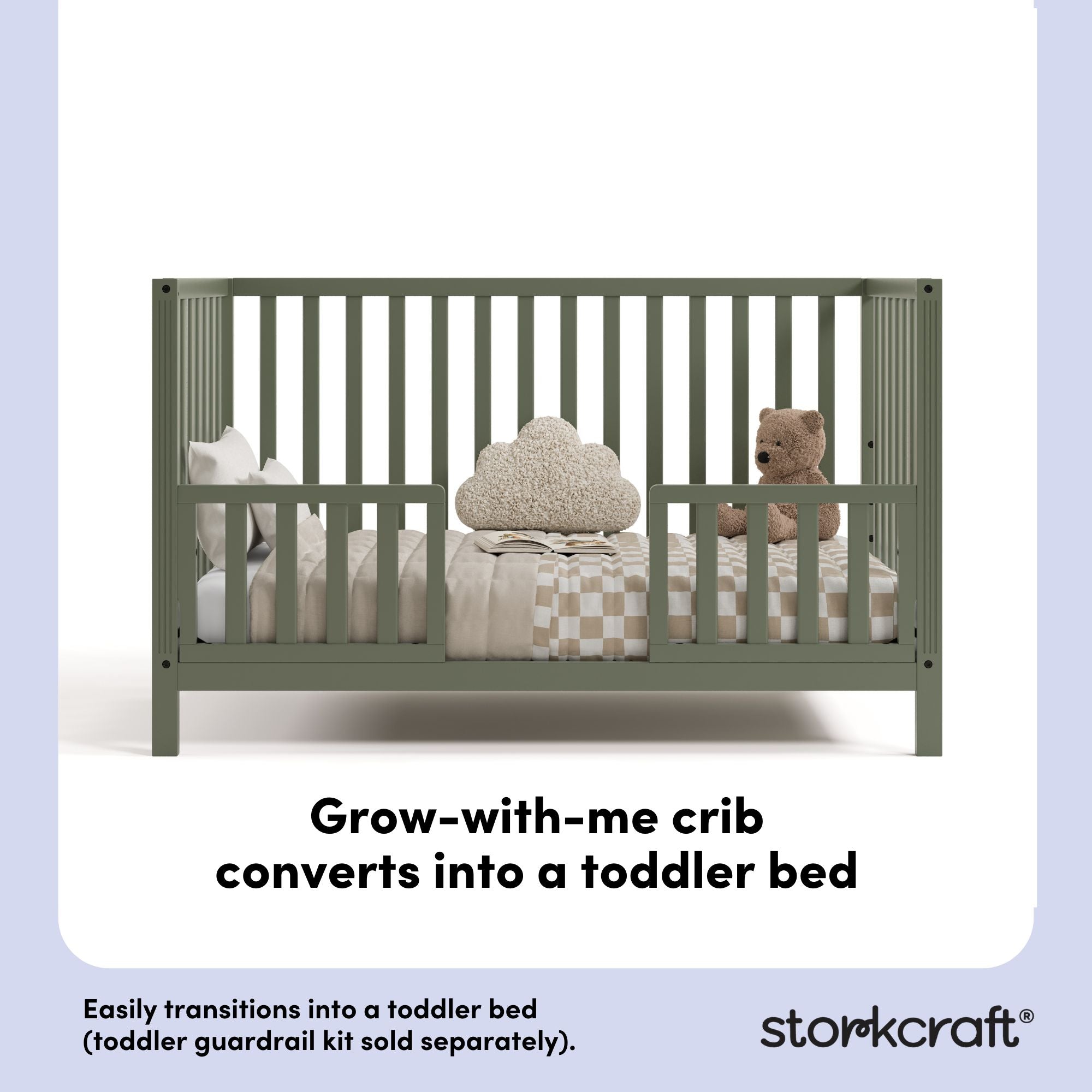 morningside olive crib toddler bed conversion callout