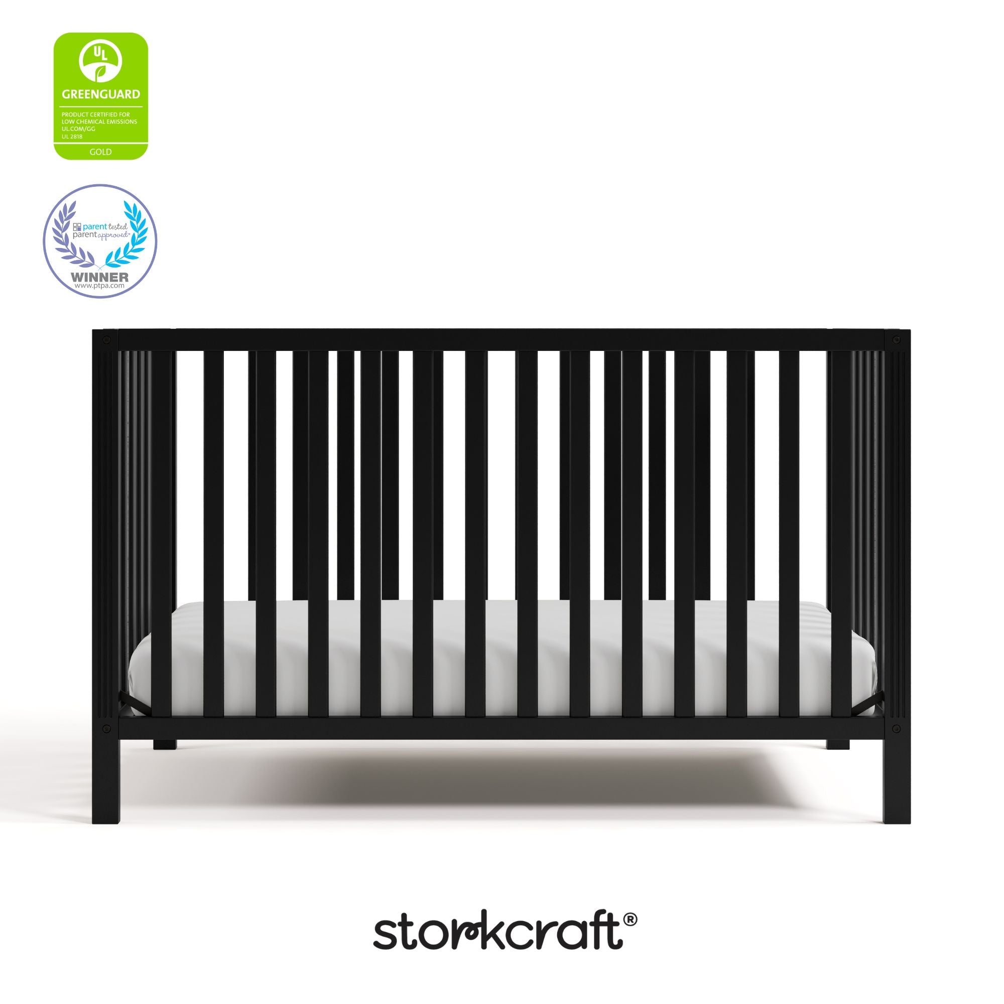 morningside black crib with GGG and PTPA logo on top left