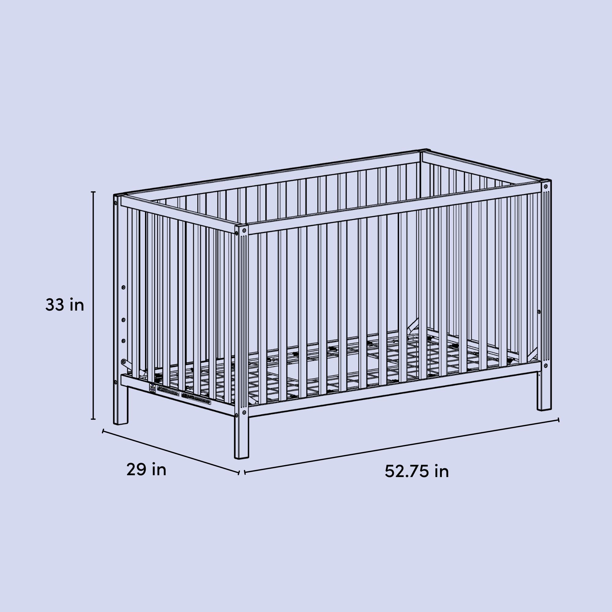 morningside crib drawing with dimensions