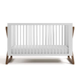 Equinox white with hazelnut crib front view
