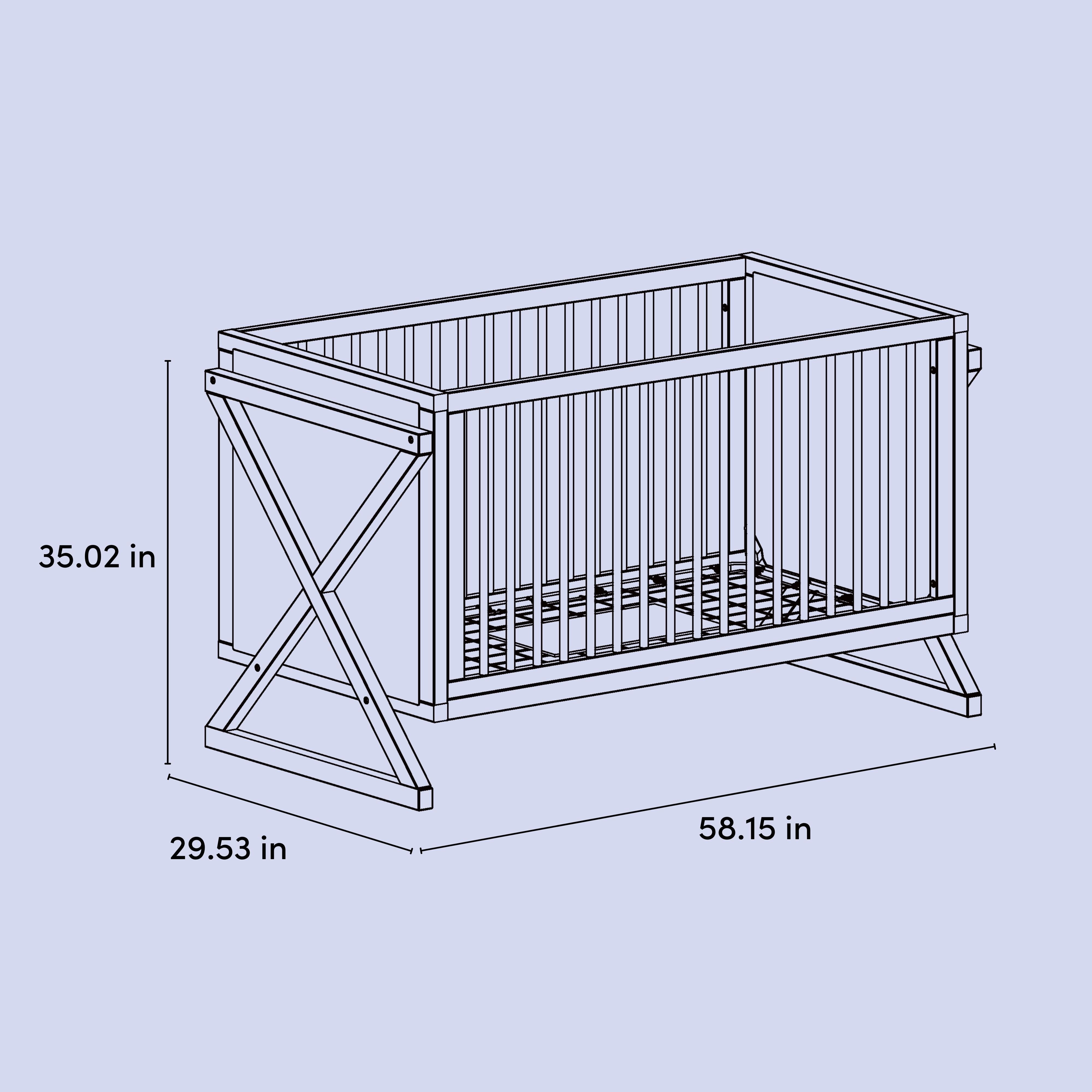 Equinox crib drawing with dimensions