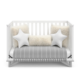 white with pebble gray crib in daybed conversion