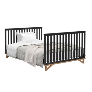 black with vintage driftwood crib in full-size bed conversion with both headboard and footboard