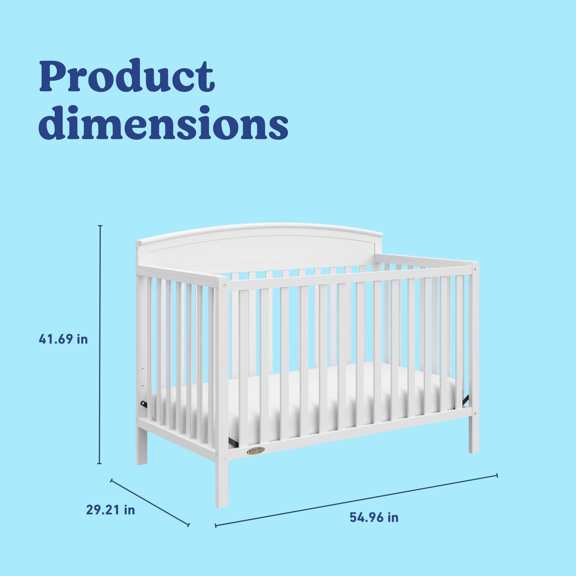 Benton white crib dimensions callout