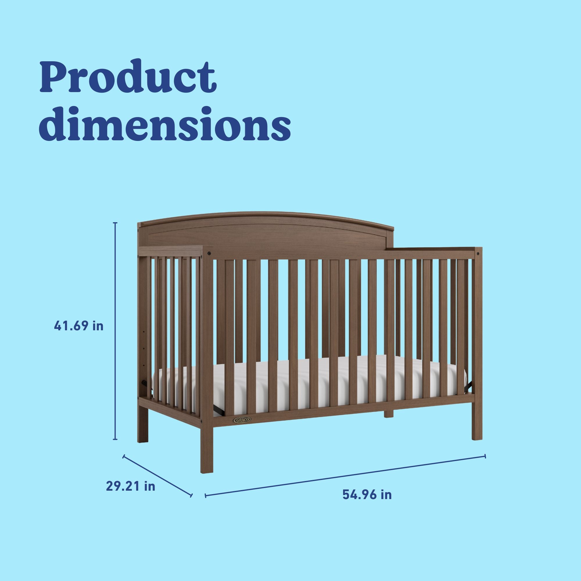 Benton hazelnut crib with dimensions