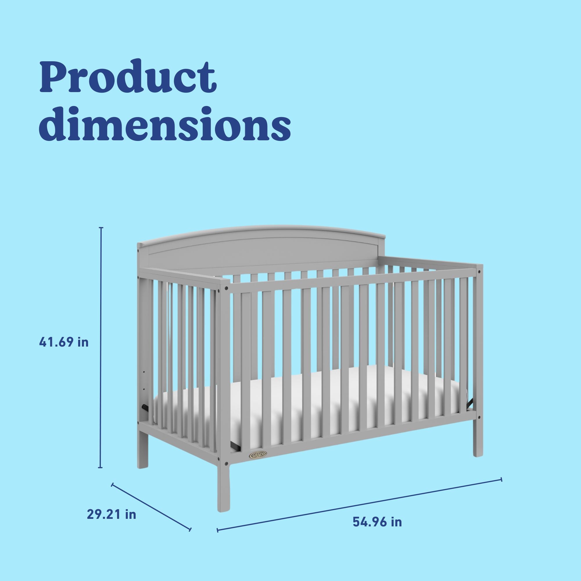 Benton pebble gray crib dimensions callout