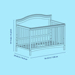Paris crib line drawing with dimensions