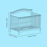 Paris crib line drawing with dimensions