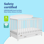 Benton white crib with drawer certifications callout
