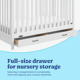 Benton white crib with drawer storage callout