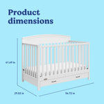 Benton white crib with drawer with dimensions