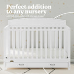 Benton white crib with drawer style callout