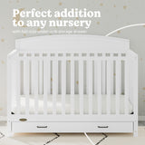 Benton white crib with drawer style callout