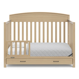 driftwood crib with drawer in toddler bed conversion with safety guardrail