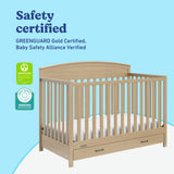 Benton driftwood crib with drawer certifications callout