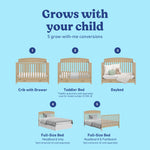 Benton driftwood crib with drawer conversions callout