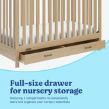 Benton driftwood crib with drawer storage callout