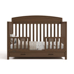 Benton hazelnut crib with drawer converted to toddler bed