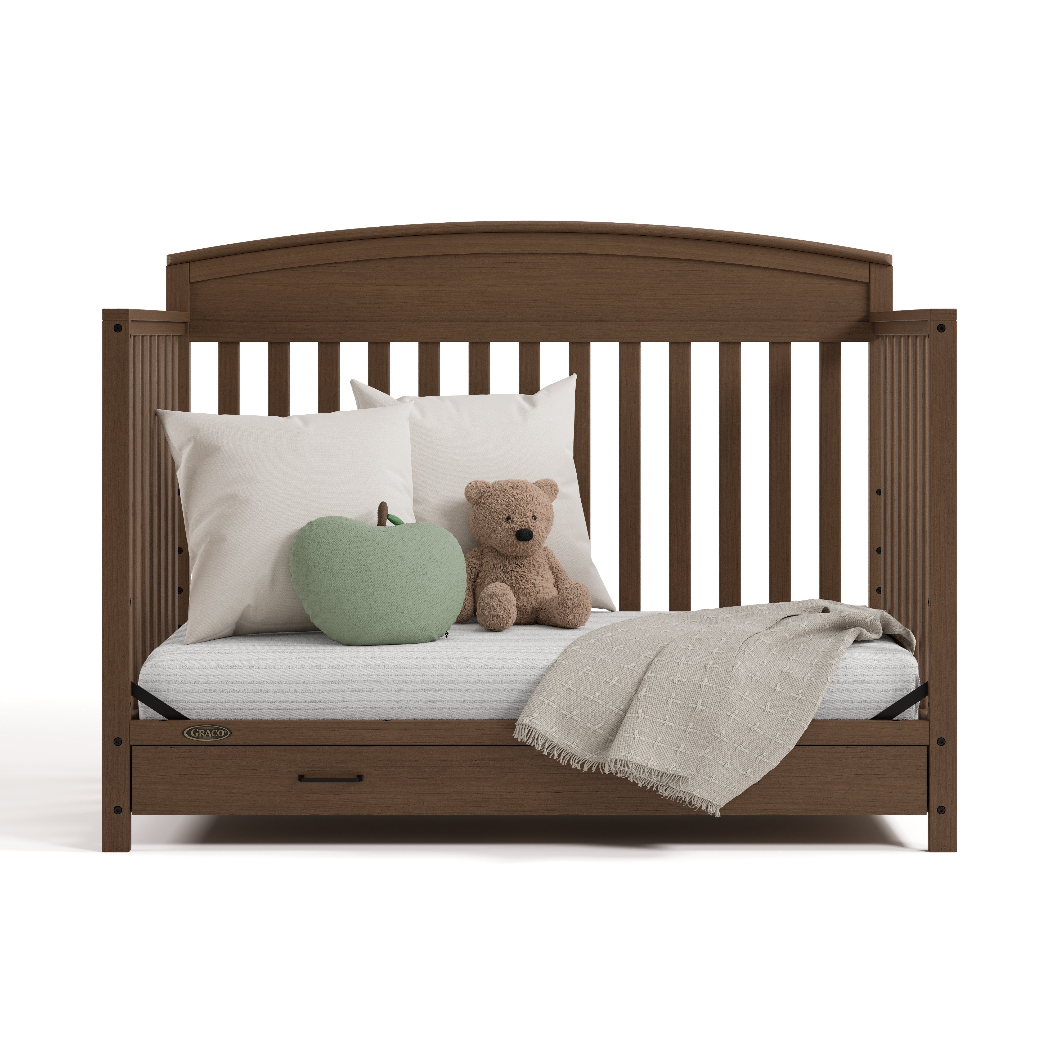 Benton hazelnut crib with drawer converted to daybed