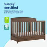 Benton hazelnut crib with drawer certifications callout