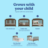 Benton hazelnut crib with drawer conversions callout