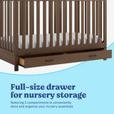 Benton hazelnut crib with drawer full-size storage drawer callout