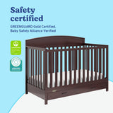 Benton espresso crib with drawer certifications callout