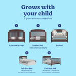 Benton espresso crib with drawer conversions callout