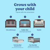 Benton espresso crib with drawer conversions callout