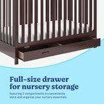 Benton espresso crib with drawer storage callout