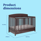 Benton espresso crib with drawer with dimensions