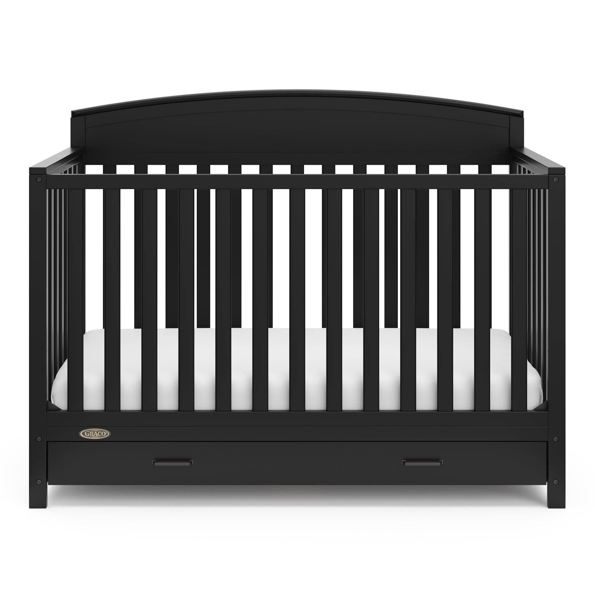 black crib with drawer