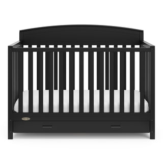 black crib with drawer