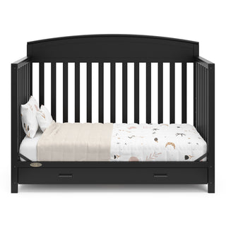 black crib with drawer in toddler bed conversion