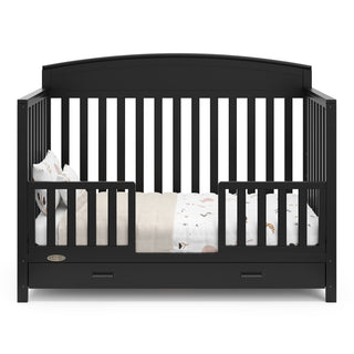 black crib with drawer in toddler bed conversion with one