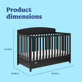 Benton black crib with drawer with dimensions